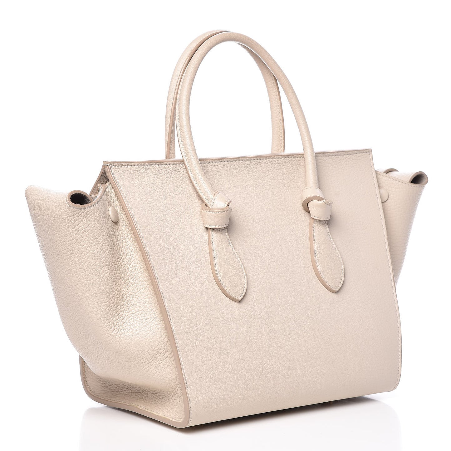 Crisped Calfskin Mini Tie Knot Tote Chalk