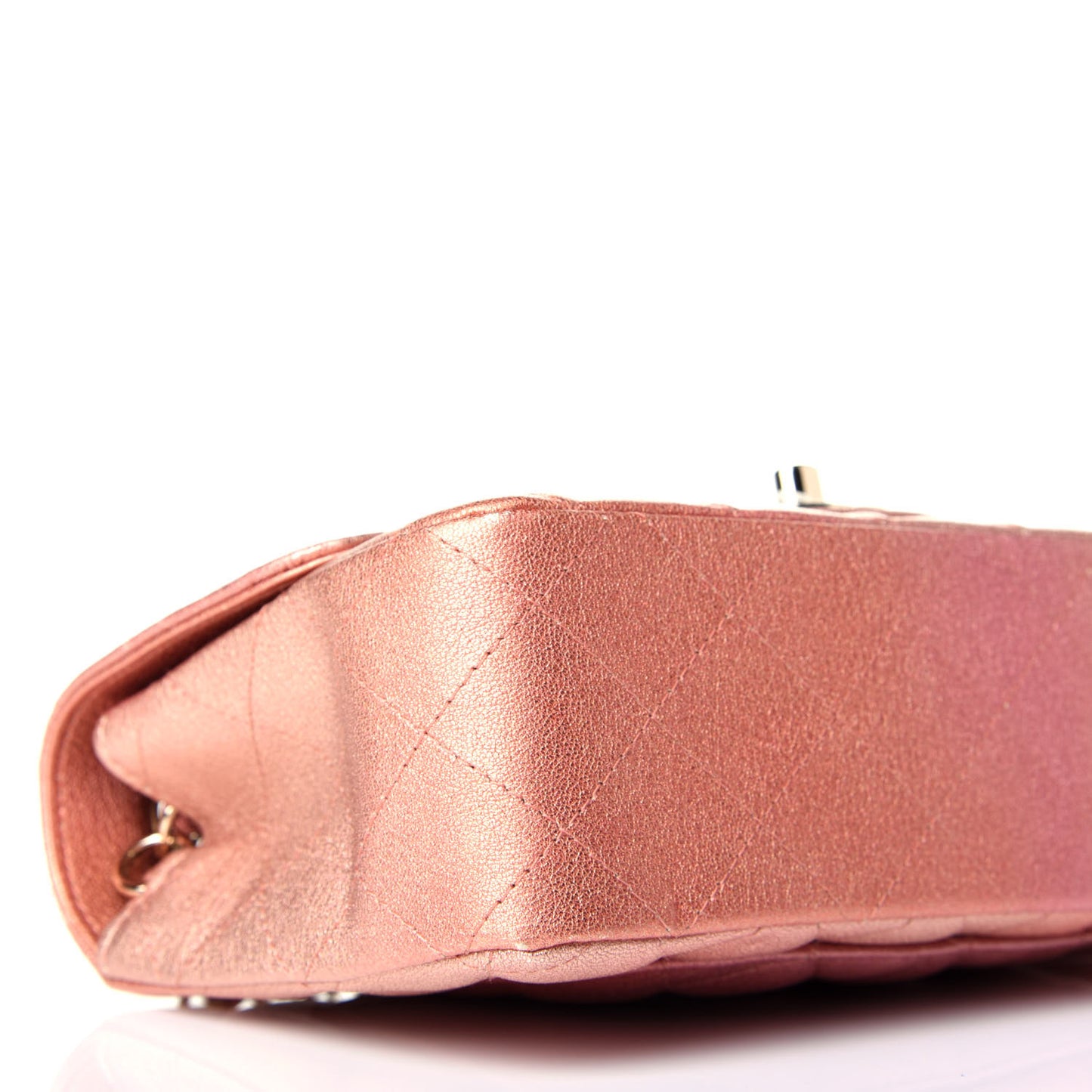 Metallic Lambskin Quilted Ombre Mini Rectangular Flap Pink