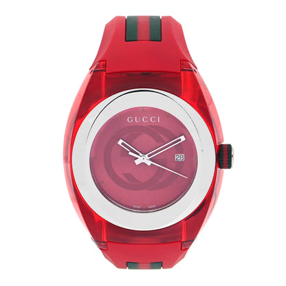 Gucci Stainless Steel Rubber 46mm Sync Web Quartz Watch Red 1 of 4