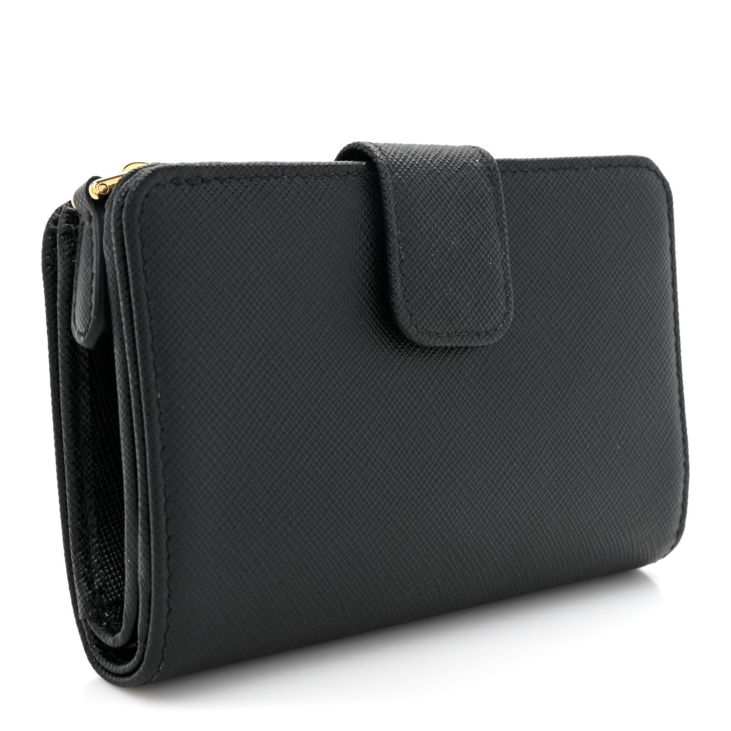 Prada Saffiano Metal Compact Wallet Black 3 of 9