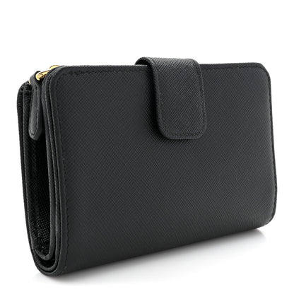 Prada Saffiano Metal Compact Wallet Black 3 of 9