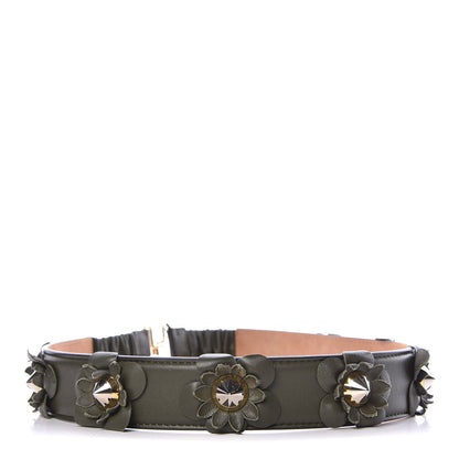 Fendi Calfskin Flowerland Belt 85 34 Green 1 of 5