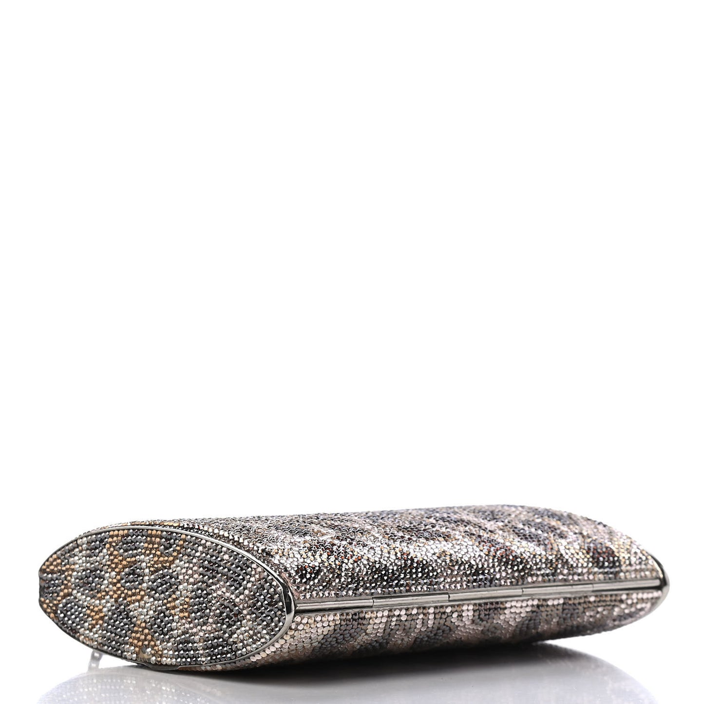 Crystal Leopard Minaudiere Clutch Silver Gold Brown