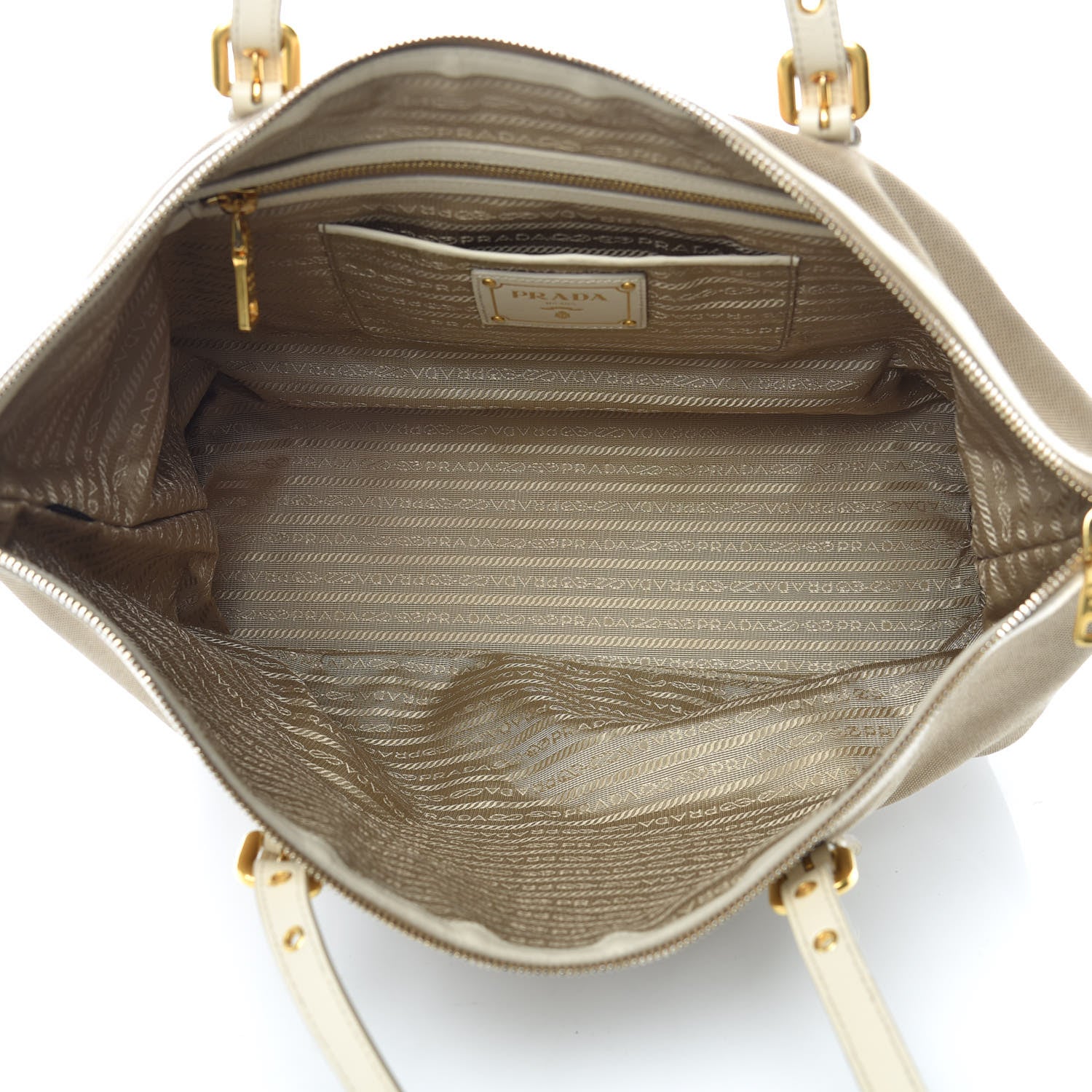 Prada Jacquard Logo Tote Corda Talco 7 of 16