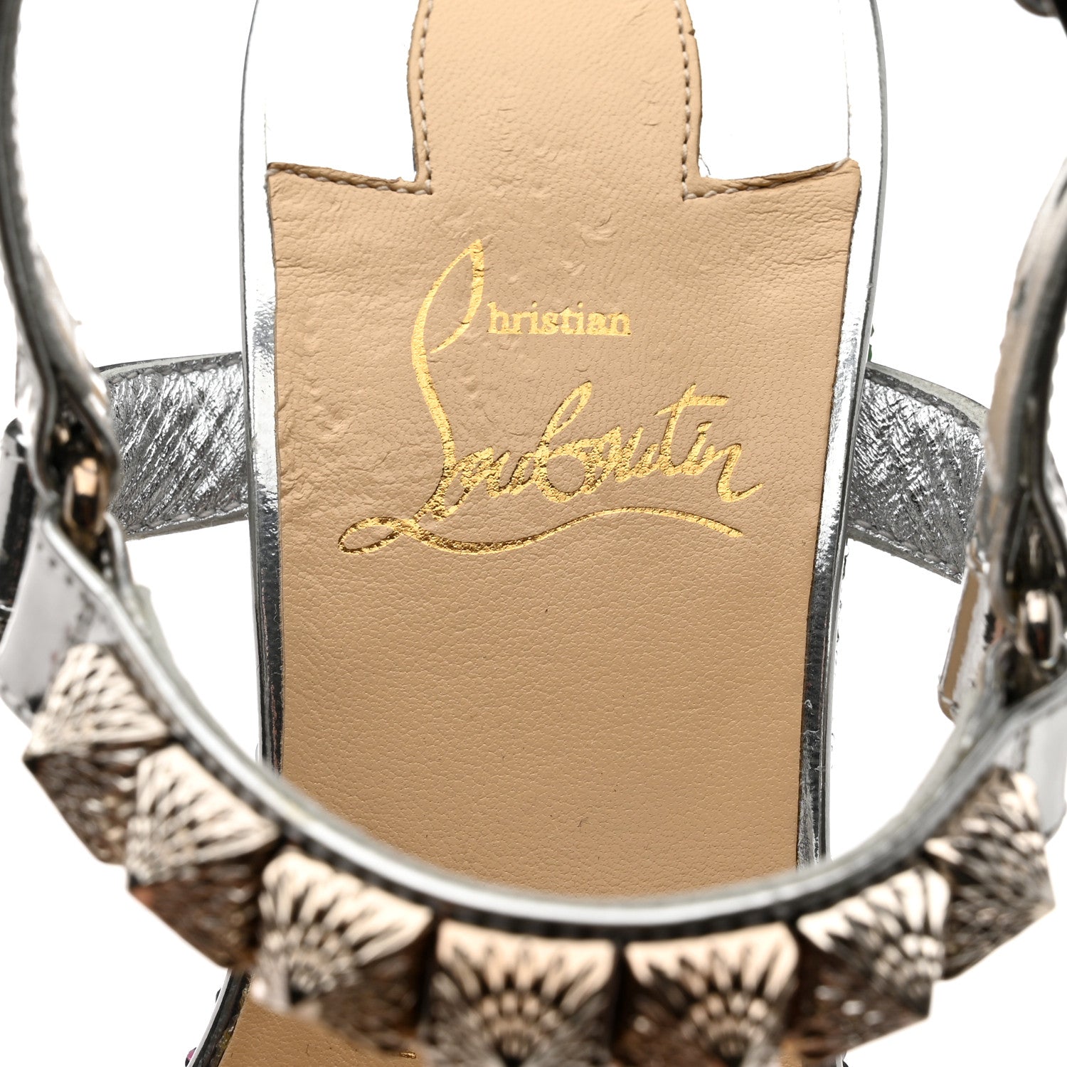 Christian Louboutin Paillette Pira Ryad 110 Wedge Sandals 37 Silver 7 of 8