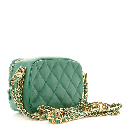 Chanel Caviar Quilted Mini CC You Camera Case Dark Green 3 of 10