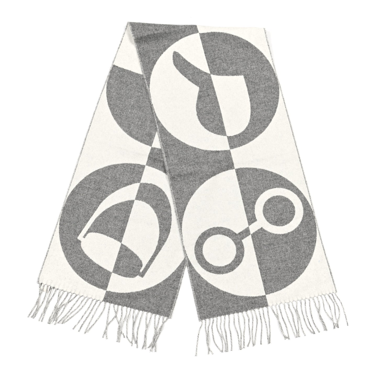 Cashmere Casaque Charms Muffler Gris Flanelle Ivoire