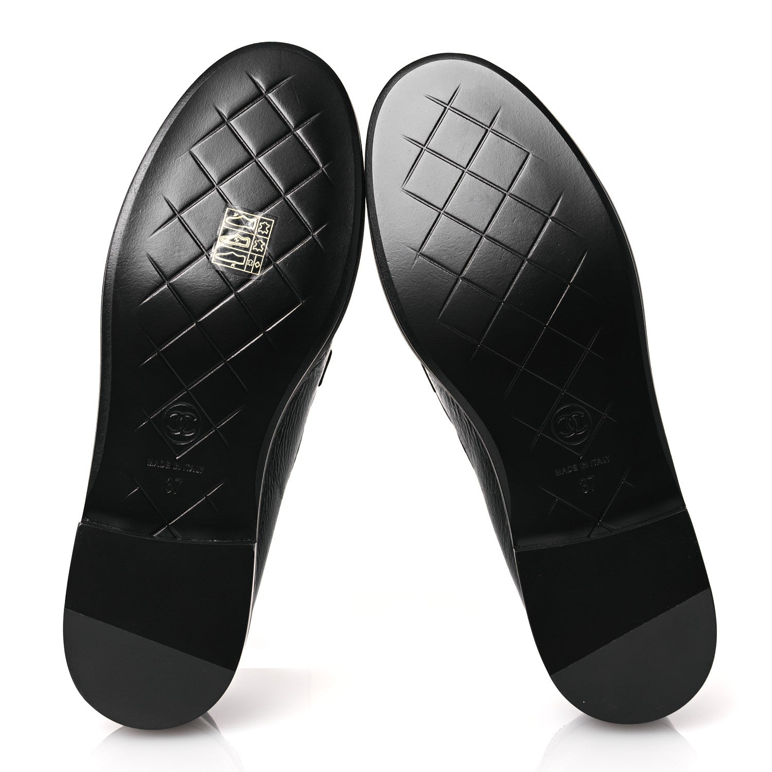 Chanel Crumpled Lambskin Quilted CC Turnlock Loafers 37 Black 7 of 11
