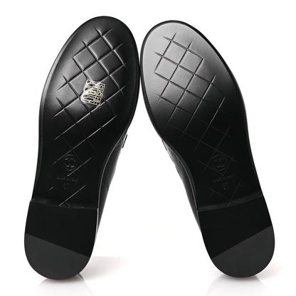Chanel Crumpled Lambskin Quilted CC Turnlock Loafers 37 Black 7 of 11