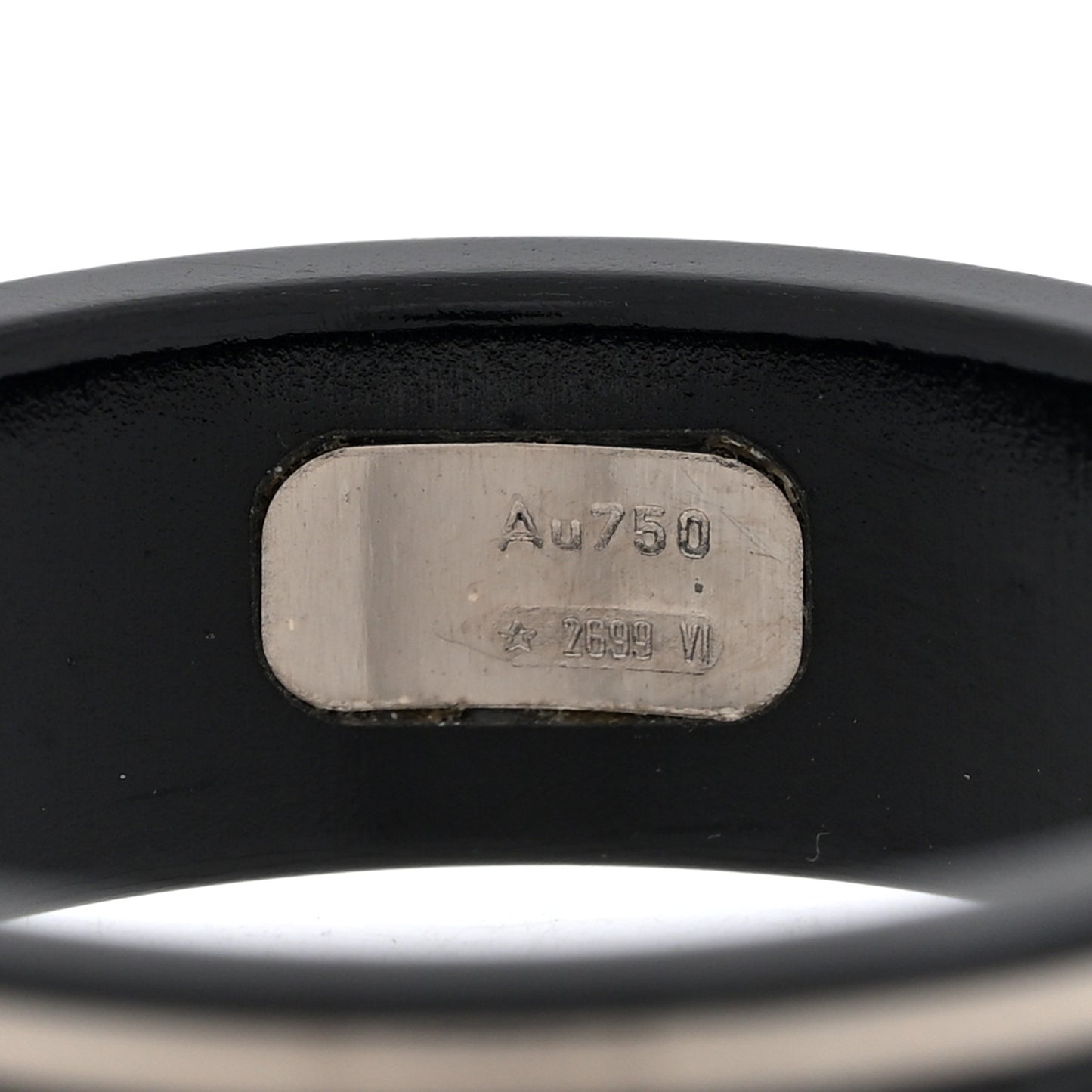 18K White Gold Ceramic Icon Band Ring 64 10.75 Black