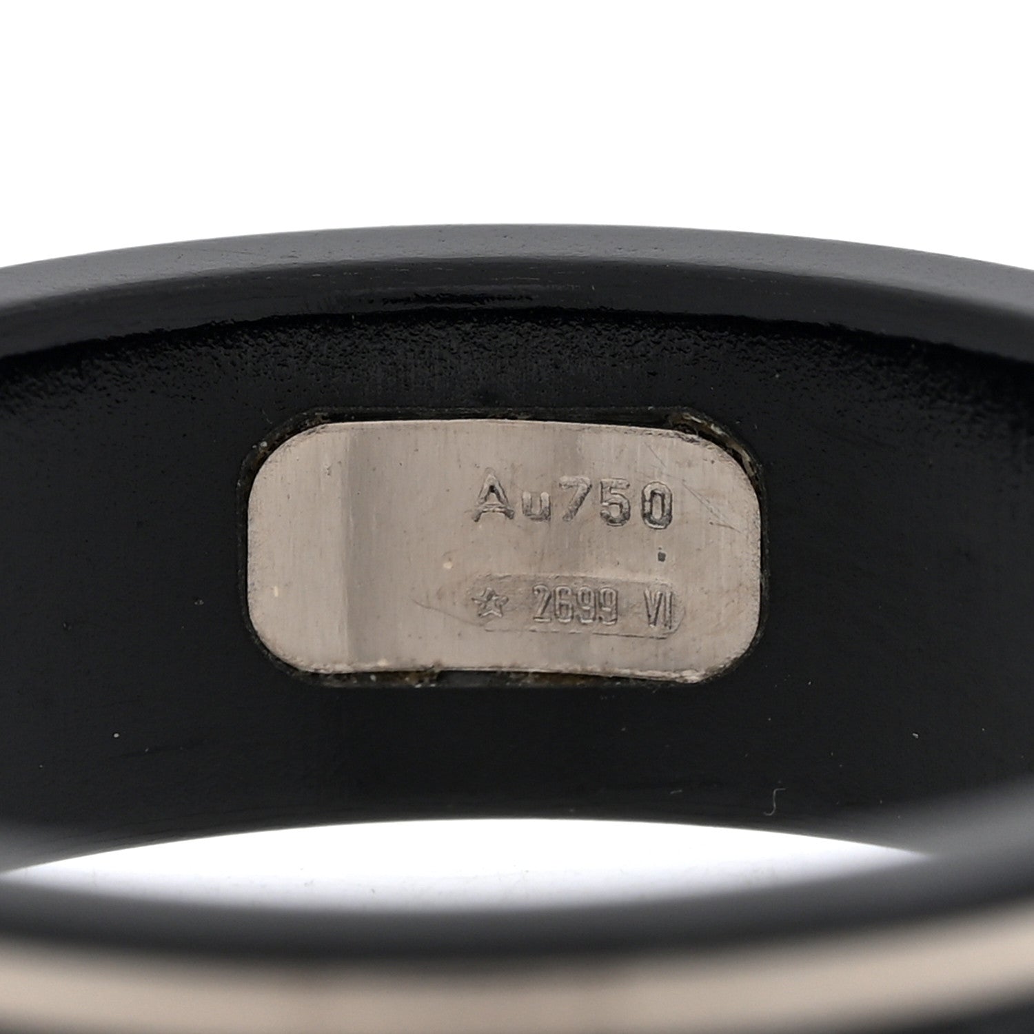 Gucci 18K White Gold Ceramic Icon Band Ring 64 10.75 Black 5 of 6
