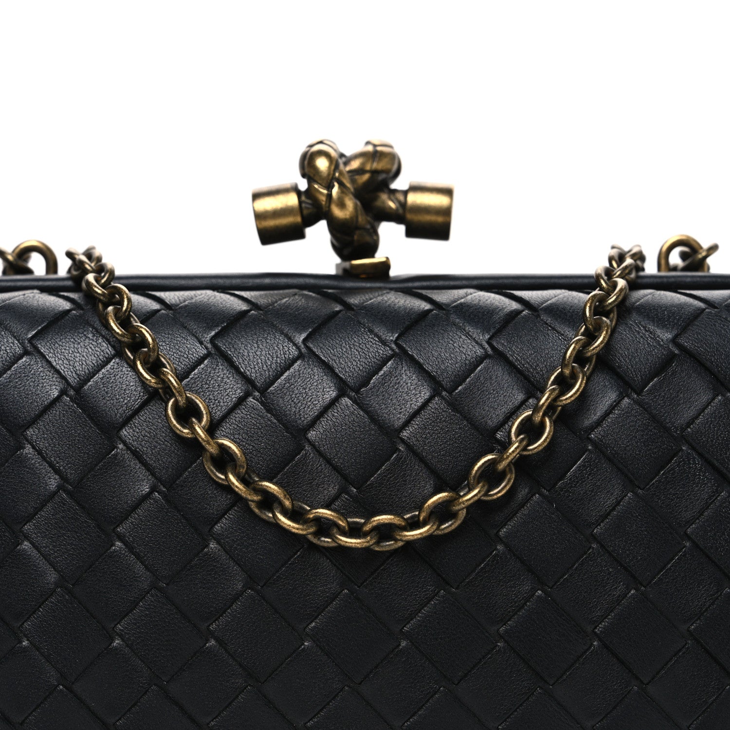 Bottega Veneta Nappa Intrecciato Chain Knot Clutch Black 7 of 9