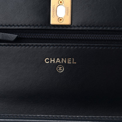 Chanel Lambskin Quilted Pearl Crush Wallet on Chain WOC Navy 6 of 11
