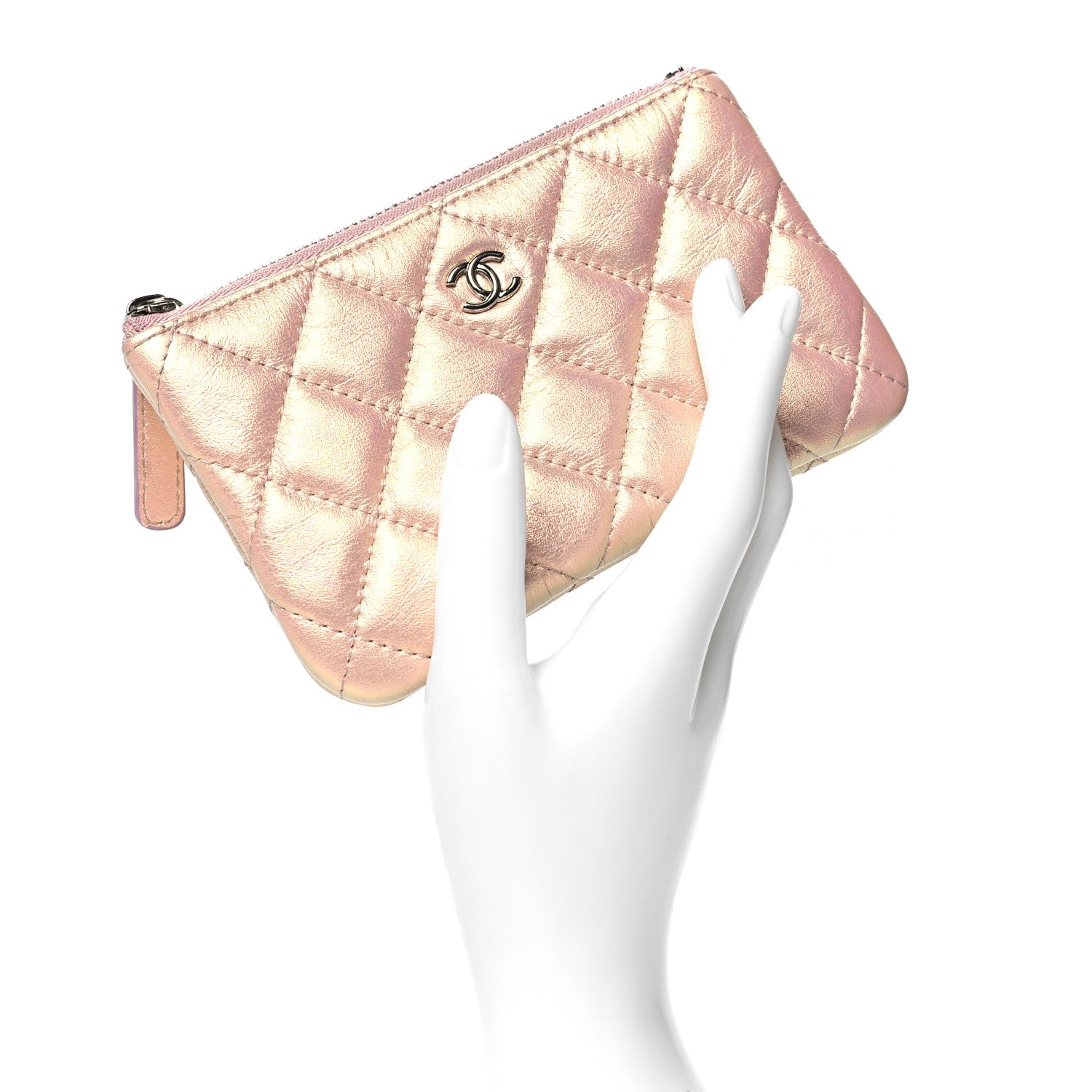 Chanel Iridescent Calfskin Quilted Small Cosmetic Case Pink 2 of 10