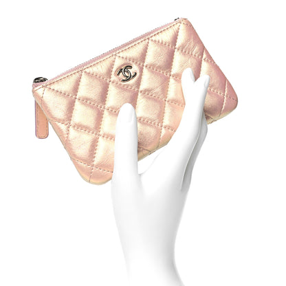 Chanel Iridescent Calfskin Quilted Small Cosmetic Case Pink 2 of 10