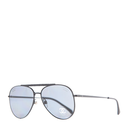 Chanel Metal Polarized Pilot Aviator Sunglasses 4231 Black 1 of 6