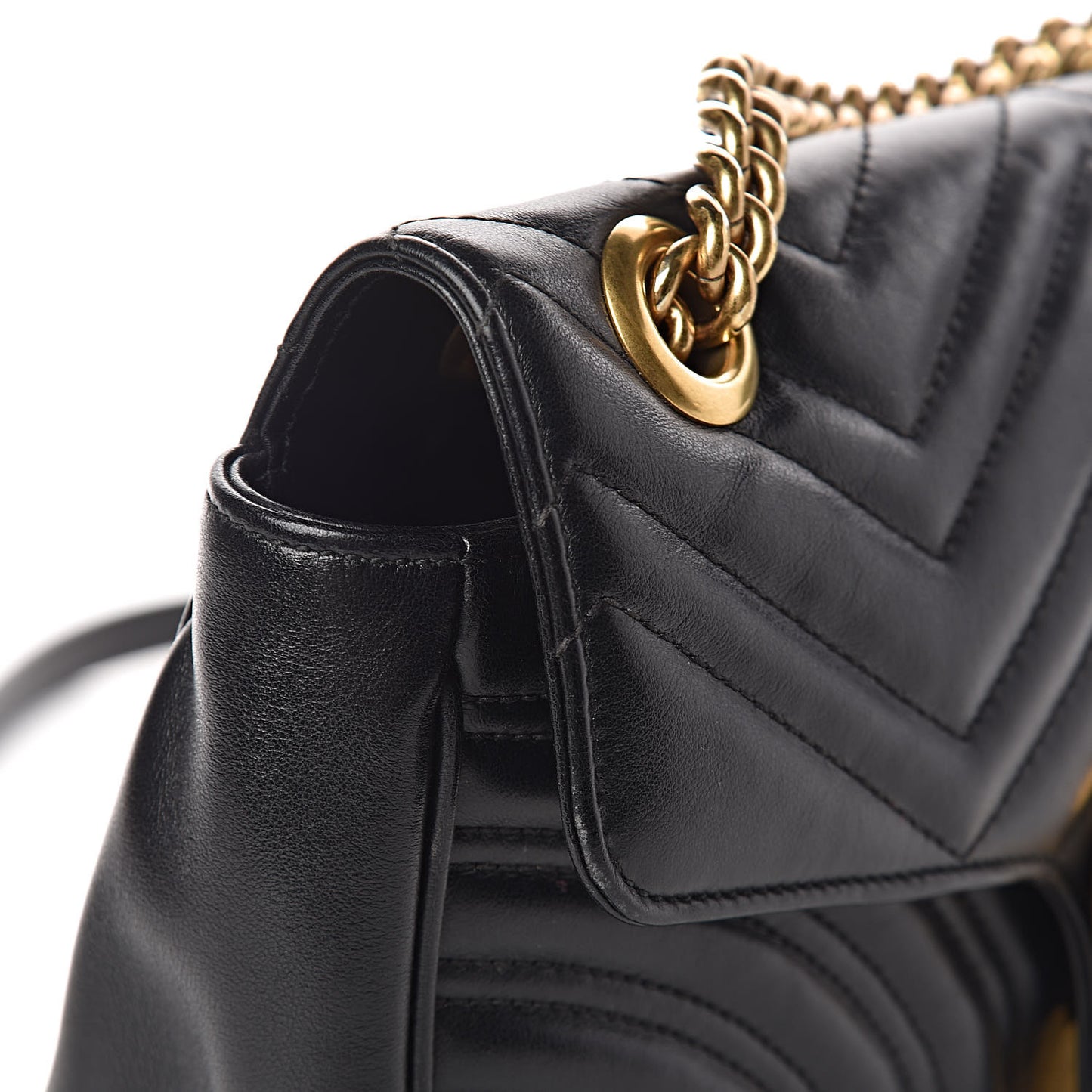 Calfskin Matelasse Small GG Marmont Shoulder Bag Black