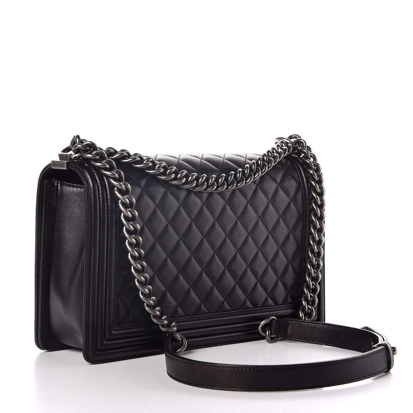 Lambskin Quilted New Medium Boy Flap Black