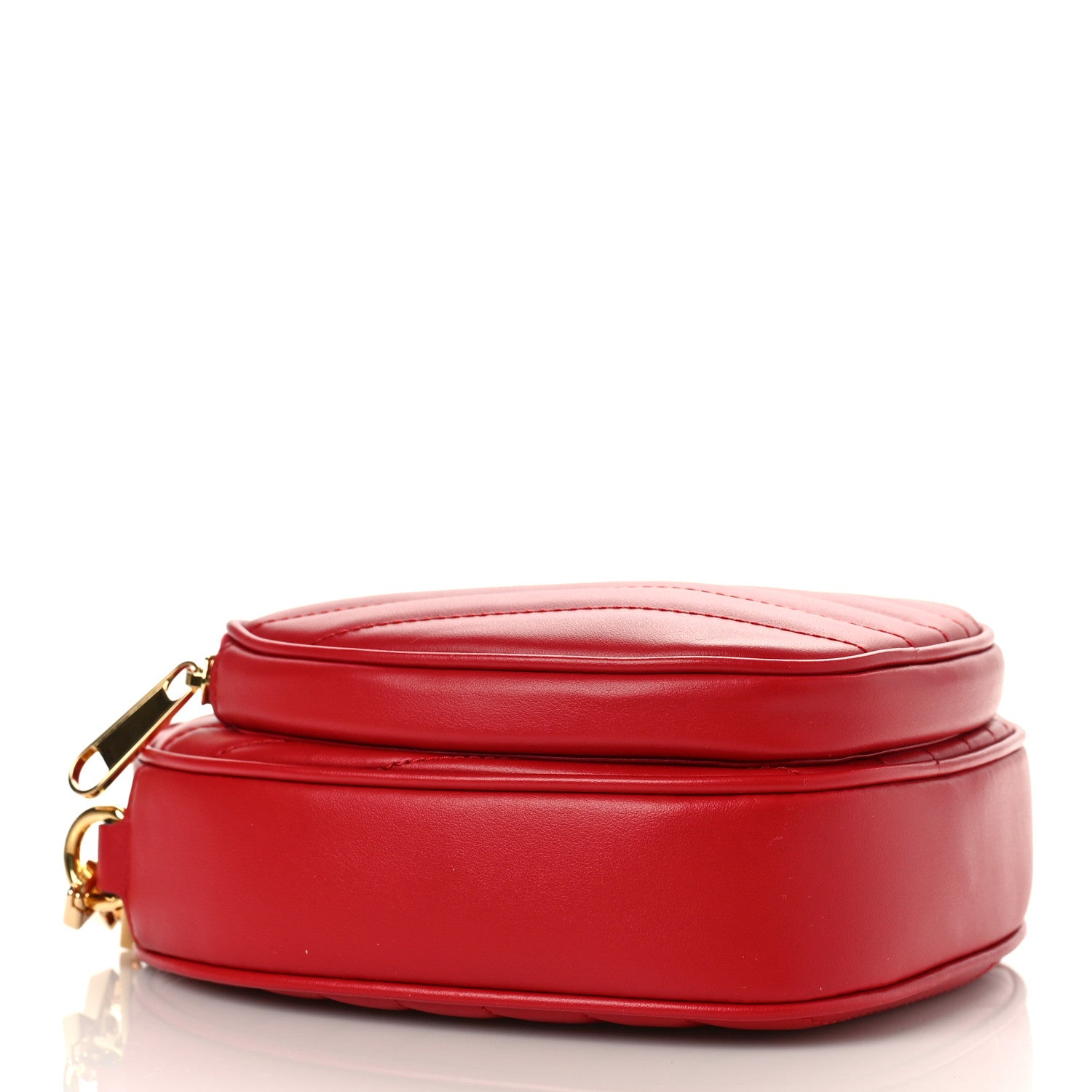 Gucci Calfskin Matelasse Diagonal Mini Interlocking G Heart Shoulder Bag Hibiscus Red 4 of 9