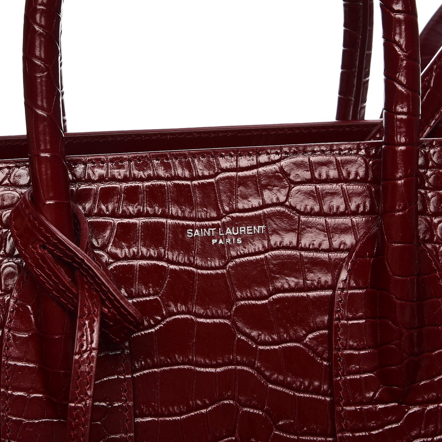 Calfskin Crocodile Embossed Small Sac De Jour Bordeaux