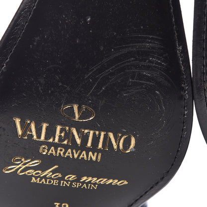 Valentino Garavani Calfskin Ranch Daisy Applique Ankle Boots 39 Black 12 of 13
