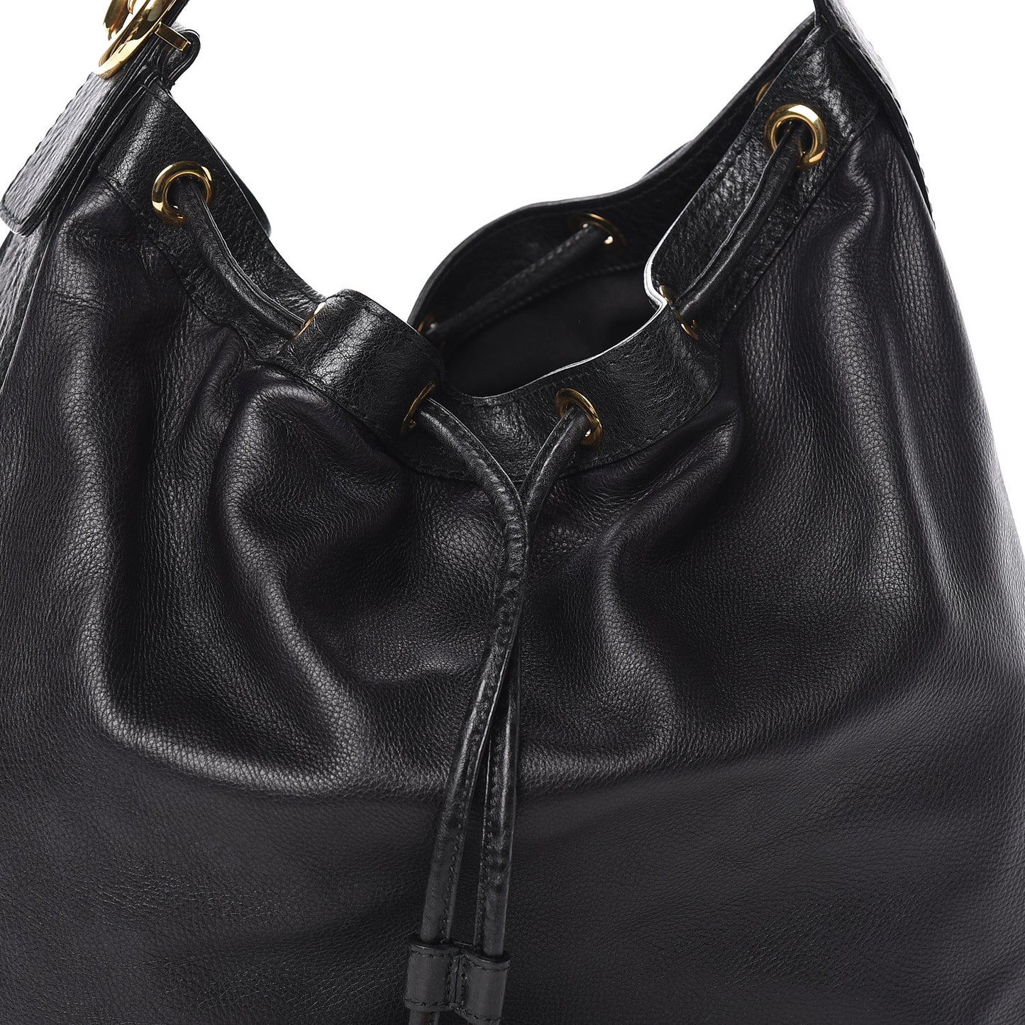 Pebbled Calfskin Medium Interlocking Icon Shoulder Bag Black