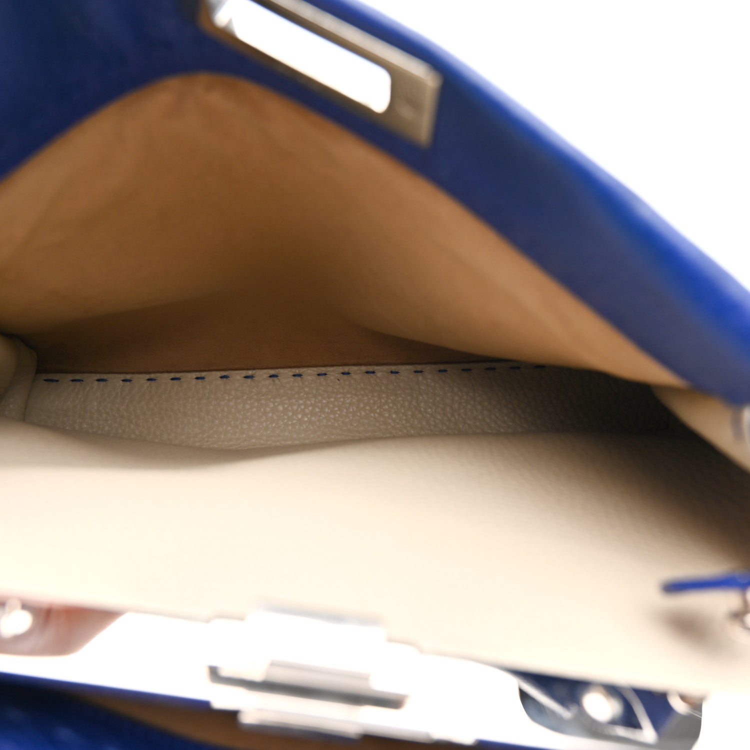 Fendi Cuoio Romano Selleria Bi-Color Medium Peekaboo Iconic Satchel Blue Neon Latte 6 of 14