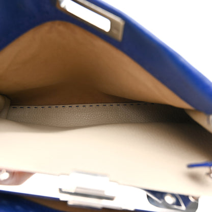 Fendi Cuoio Romano Selleria Bi-Color Medium Peekaboo Iconic Satchel Blue Neon Latte 6 of 14