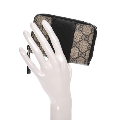 Gucci GG Supreme Monogram Zip Around Card Case Black 2 of 6