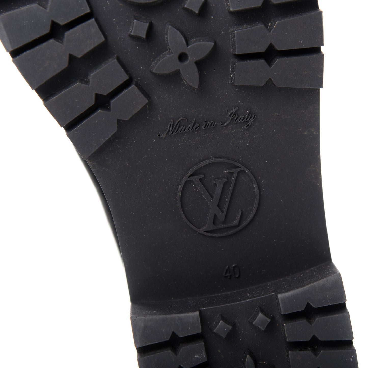 Rubber Embossed Monogram Drops Flat Half Boots 40 Black
