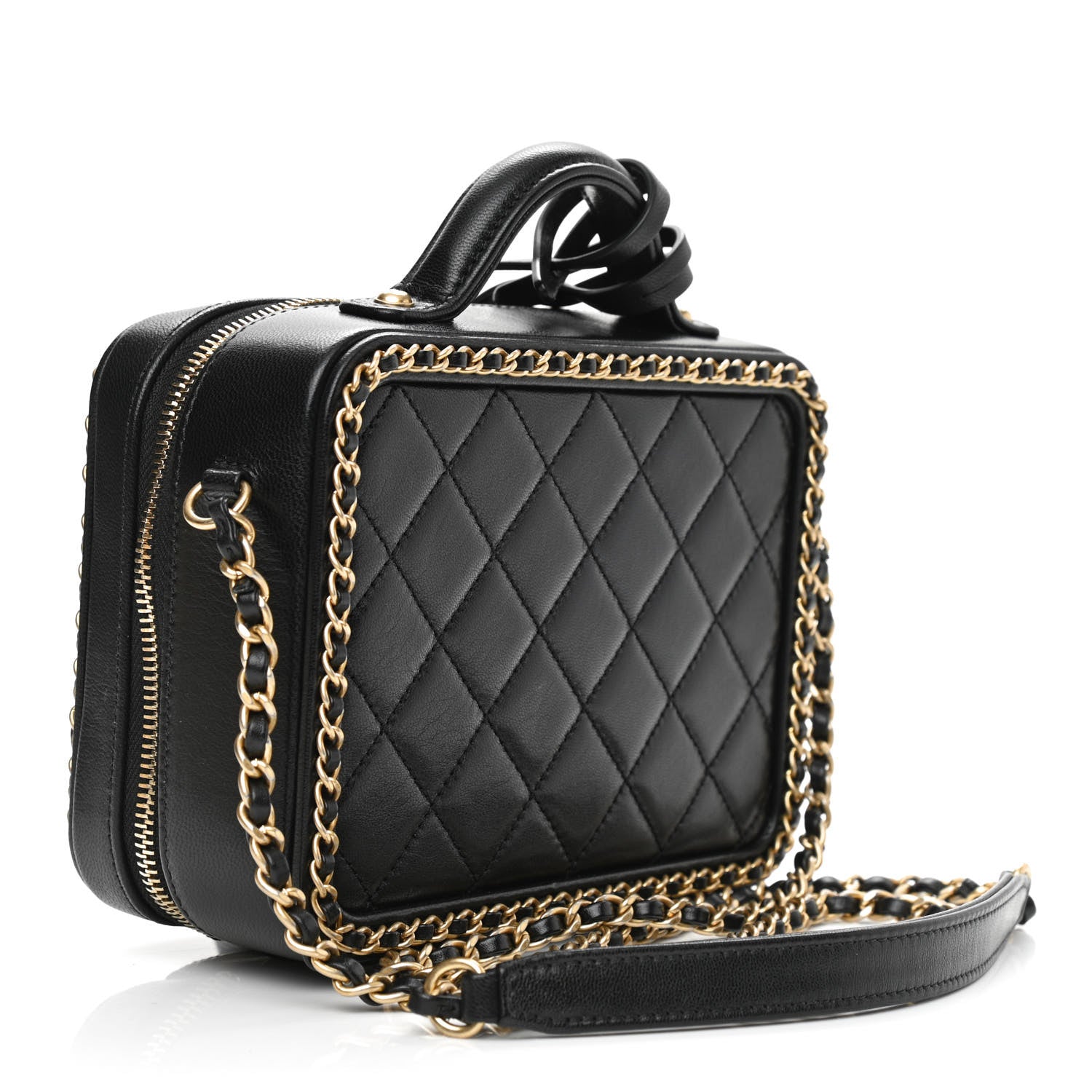 Chanel Goatskin Quilted Small CC Filigree Vanity Case Black 2 of 7