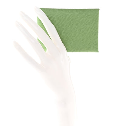 Hermes Epsom Calvi Duo Card Case Vert Criquet 2 of 9