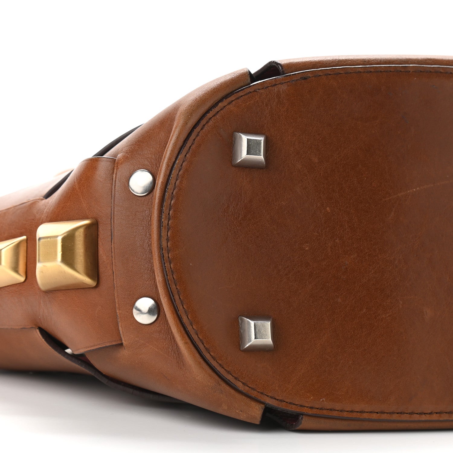 Prada Vitello Studded Cross Shoulder Bag Nocciolo 9 of 11