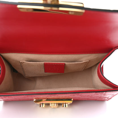Gucci Guccissima Small Padlock Shoulder Bag Hibiscus Red 5 of 9