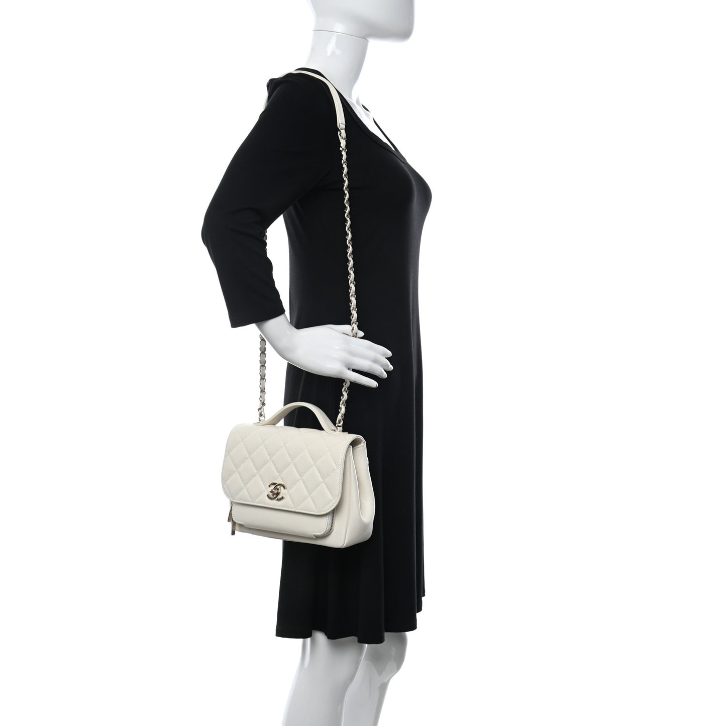 Caviar Quilted Medium Business Affinity Flap White