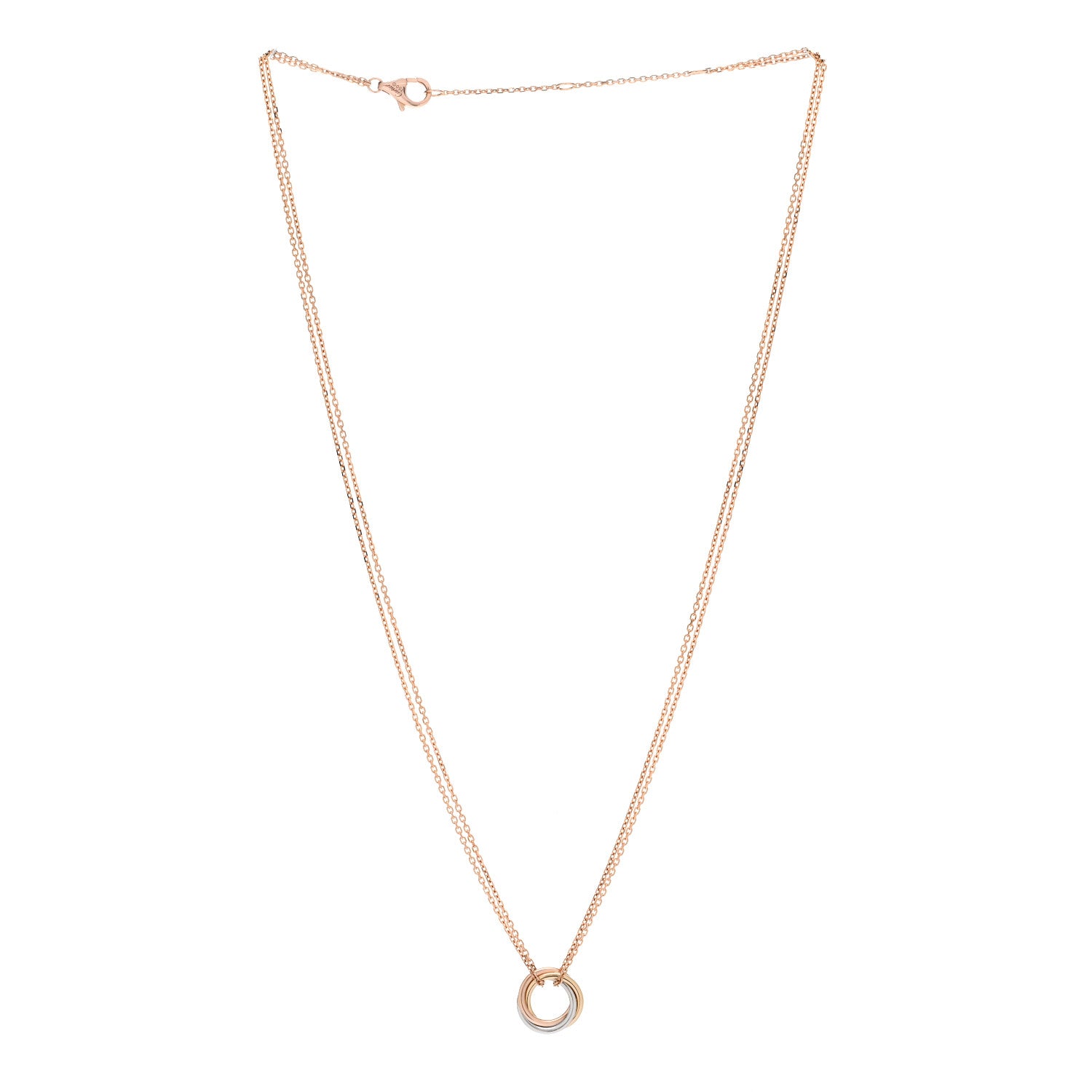 Cartier 18K Pink Yellow White Gold Trinity Double Chain Pendant Necklace 3 of 6