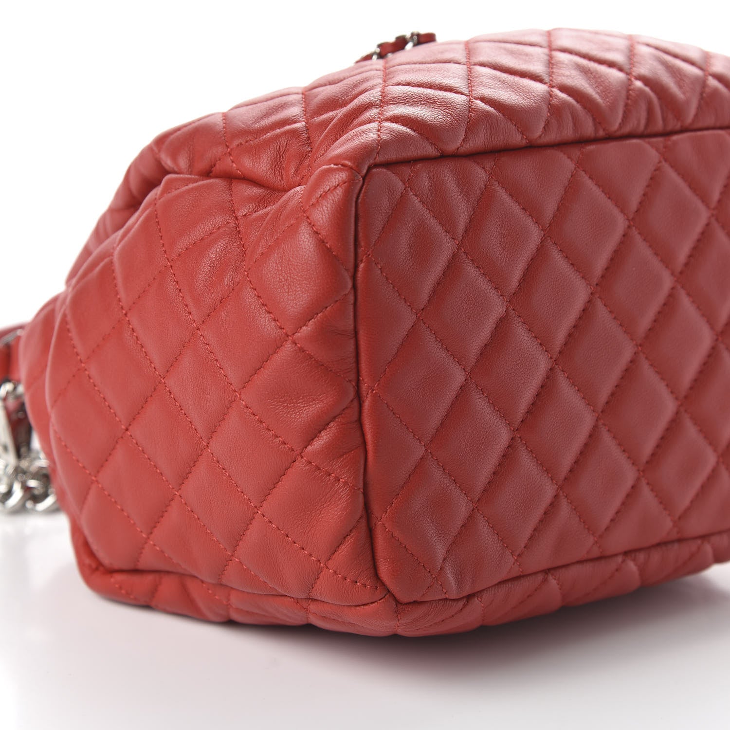 Chanel Lambskin Quilted Small CC Chain Drawstring Bucket Bag Red 5 of 9
