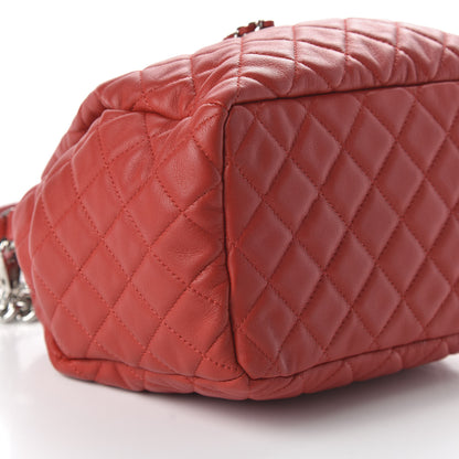 Chanel Lambskin Quilted Small CC Chain Drawstring Bucket Bag Red 5 of 9