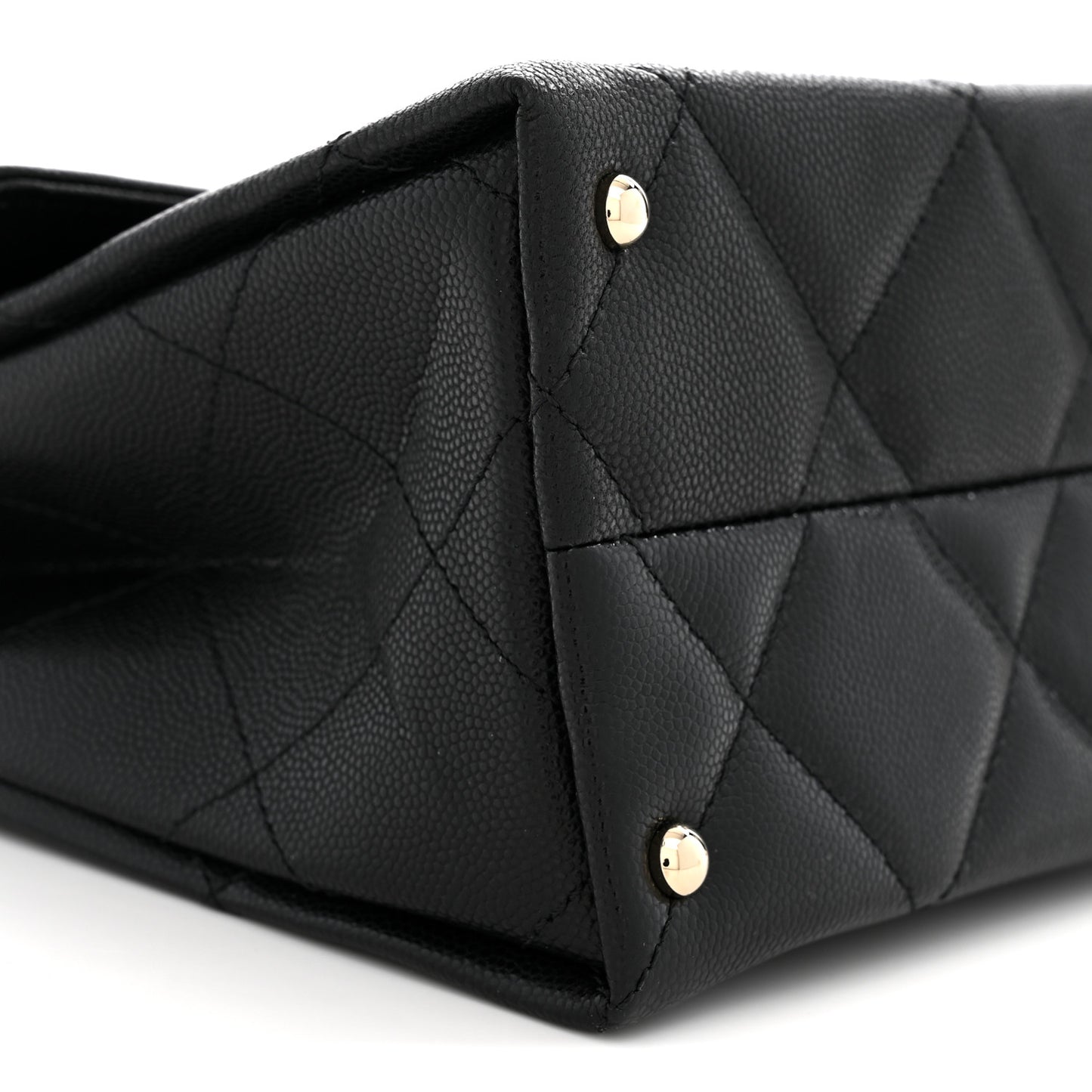 Caviar Quilted Retro Mini Twist Top Handle Clutch Flap Black