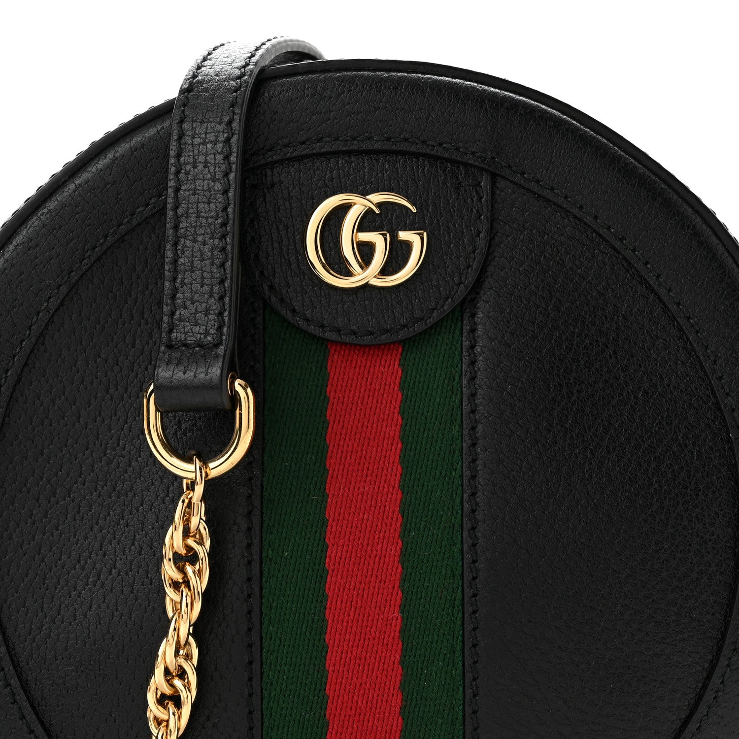 Gucci Grained Calfskin Web Mini Ophidia Round Shoulder Bag Black 8 of 10