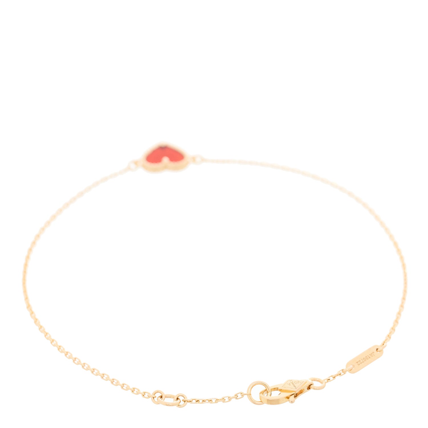 Van Cleef & Arpels 18K Rose Gold Carnelian Sweet Alhambra Heart Bracelet 2 of 4