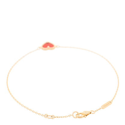 Van Cleef & Arpels 18K Rose Gold Carnelian Sweet Alhambra Heart Bracelet 2 of 4