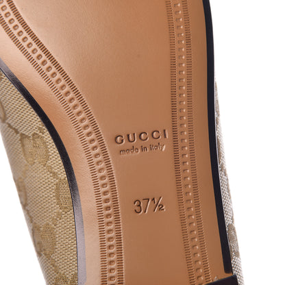 Gucci Canvas GG Monogram Horsebit Womens Jordaan Loafers 37.5 New Sand Friky Taupe 6 of 9