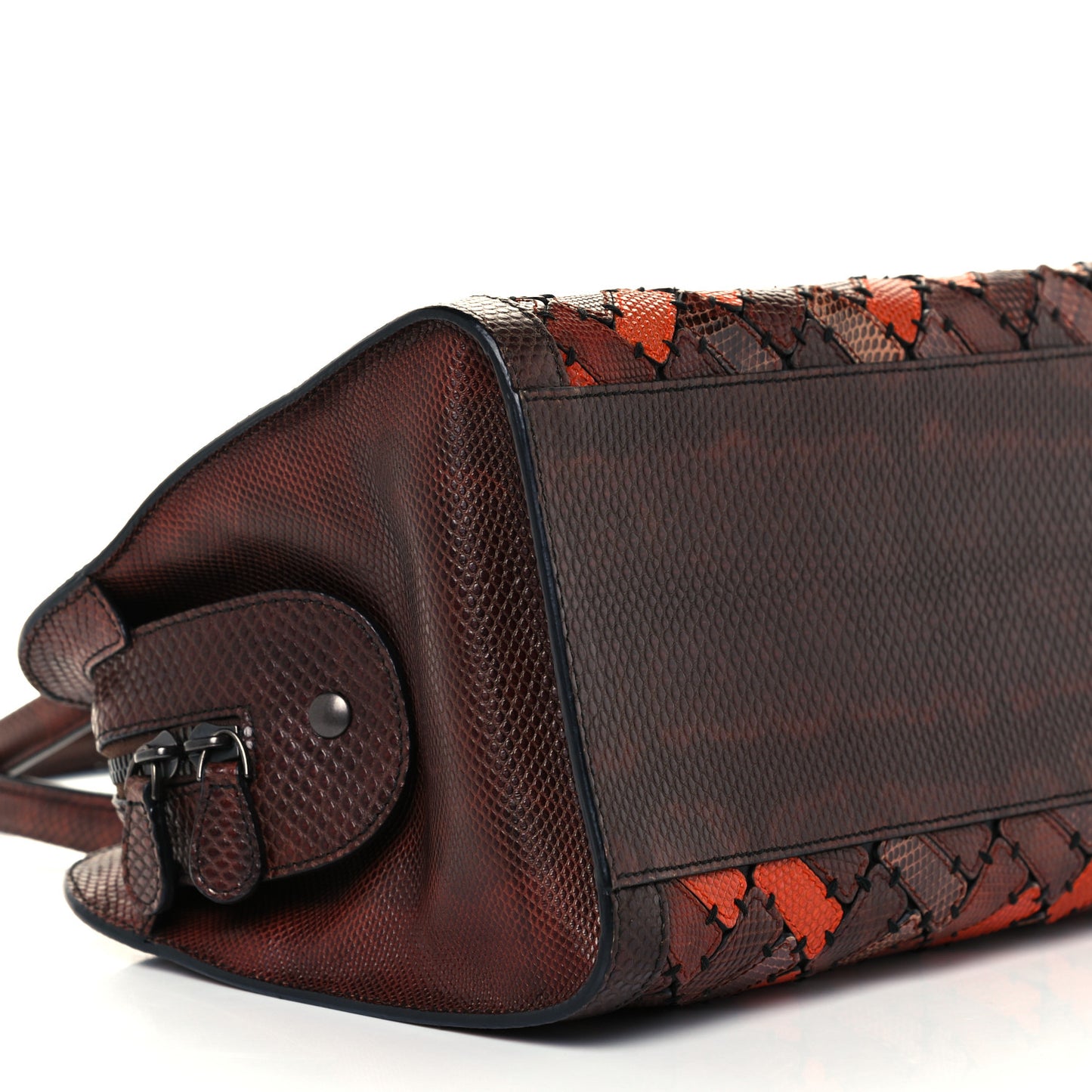 Ayers Karung Intrecciato Patchwork Shoulder Bag Ash Scuro Rust Clay