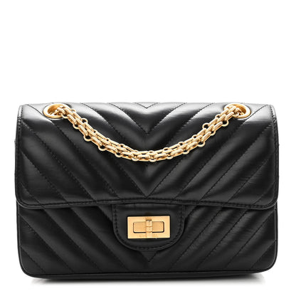 Chanel Aged Calfskin Chevron Quilted 2.55 Reissue Mini Flap Black 1 of 8