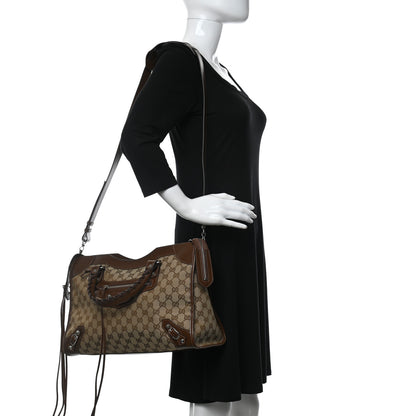 Balenciaga X GUCCI GG Monogram Azalea Calfskin Neo Classic Silver Hardware Medium City Beige Ebony Brown Sugar 2 of 10
