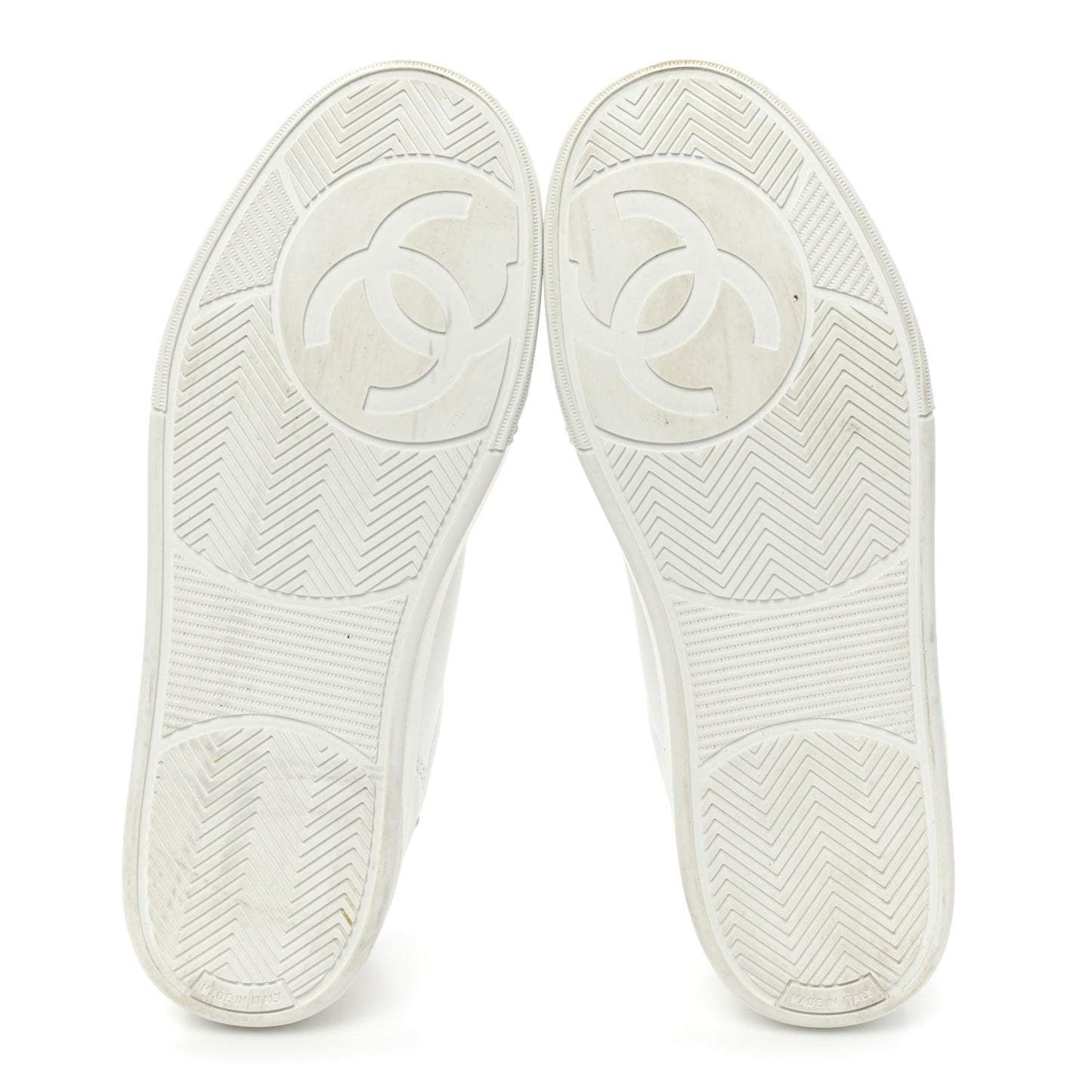 Calfskin Womens CC Logo Sneakers 39 White