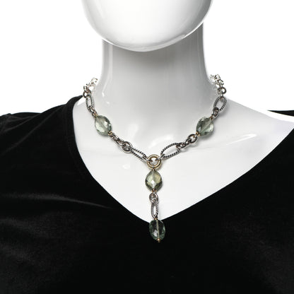 David Yurman Sterling Silver 18K Yellow Gold Prasiolite Lariat Necklace 2 of 6