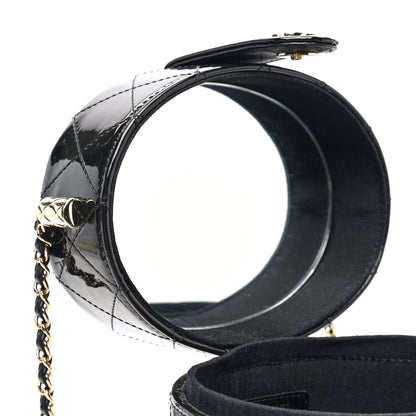 Chanel Patent Quilted Round Clutch With Chain Black 8 of 10
