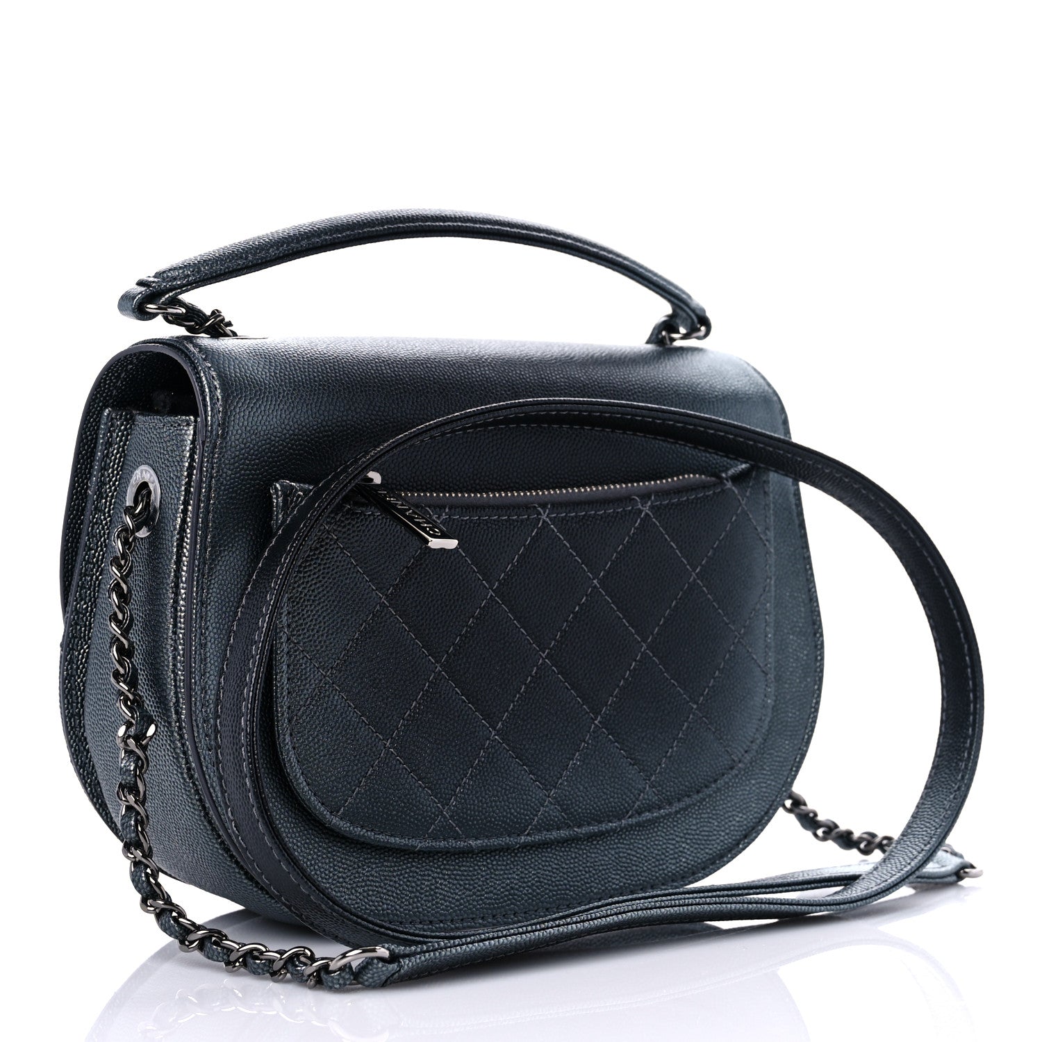 Chanel Metallic Caviar Small Coco Curve Messenger Flap Black Ruthenium 3 of 10